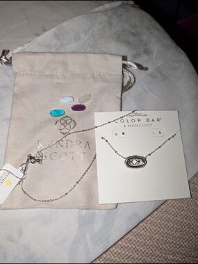 Kendra Scott Color Bar Silver Locket Necklace with Stones